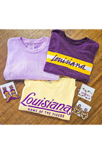 Louisiana Stripes Purple Game Day Graphic Tee | Bella Lucca Boutique