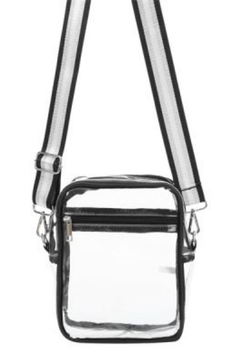 Stadium Approved Clear Crossbody Cell Phone Black Bag | Bella Lucca Boutique