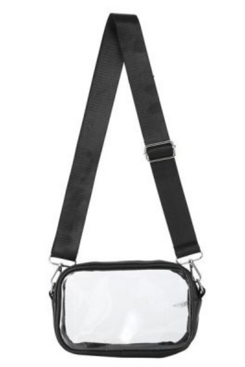 Stadium Approved Clear Crossbody Black Purse | Bella Lucca Boutique