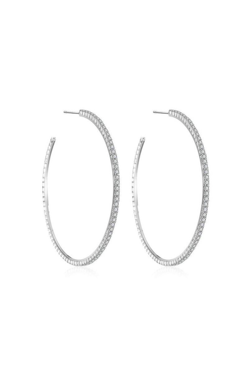 Silver Open Pave Hoop Earrings | Bella Lucca Boutique