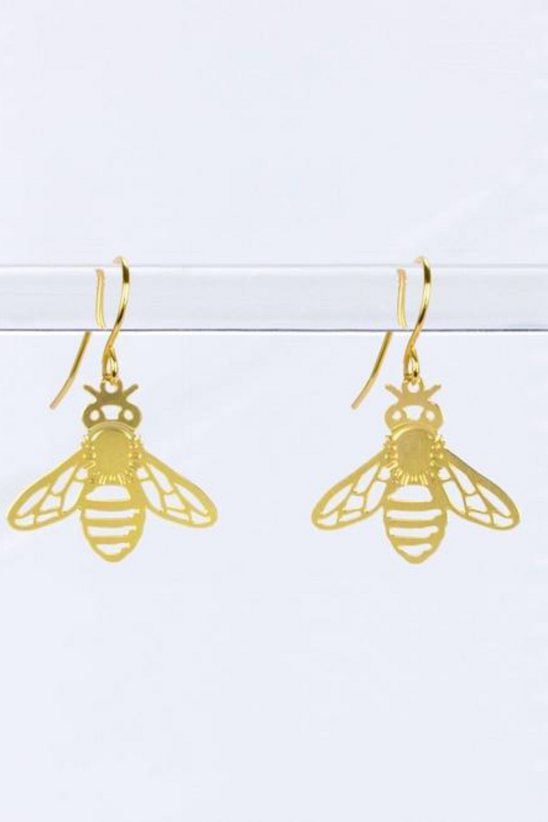 Short Gold Honey Bee Drop Earrings | Bella Lucca Slidell
