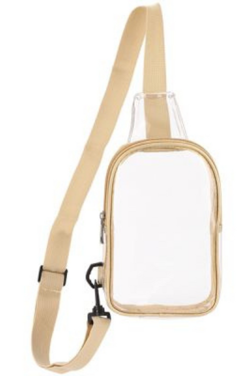 Stadium Approved Clear Sling Gold Bag | Bella Lucca Boutique