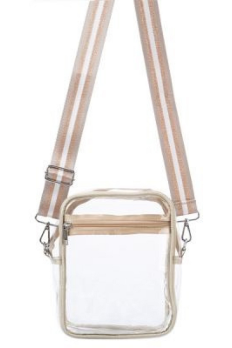 Stadium Approved Clear Crossbody Cell Phone Gold Bag | Bella Lucca Boutique