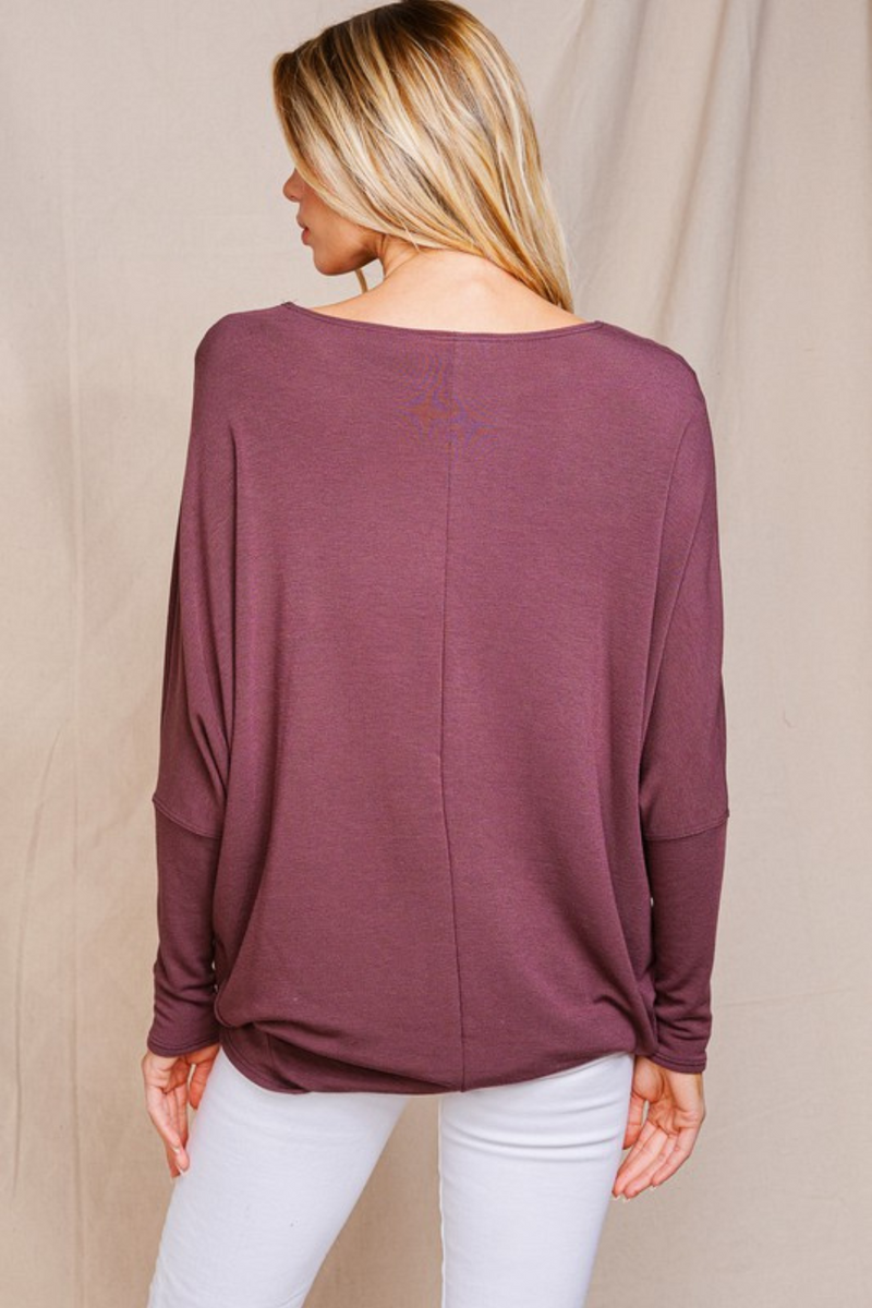 Raisin French Terry Long Sleeve Dolman | Bella Lucca Boutique