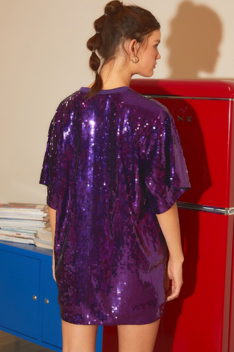 LSU Purple & Gold Sequin Pullover Tunic Dress | Bella Lucca Boutique