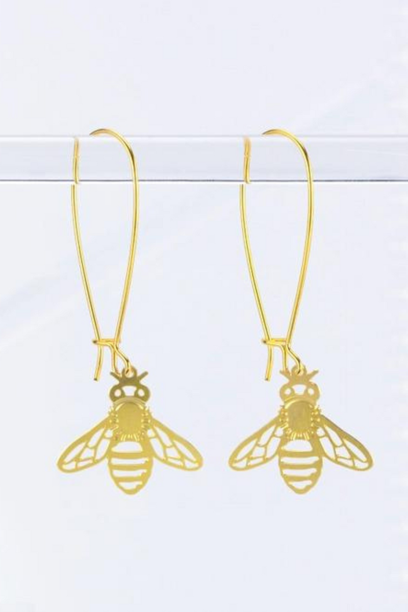 Long Gold Honey Bee Drop Earrings | Bella Lucca Slidell