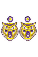 LSU Tiger Face Beaded Earrings