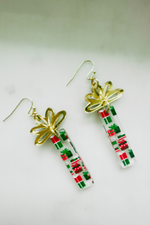 Acrylic Bar Christmas Wrapping Paper Earrings | Bella Lucca Boutique