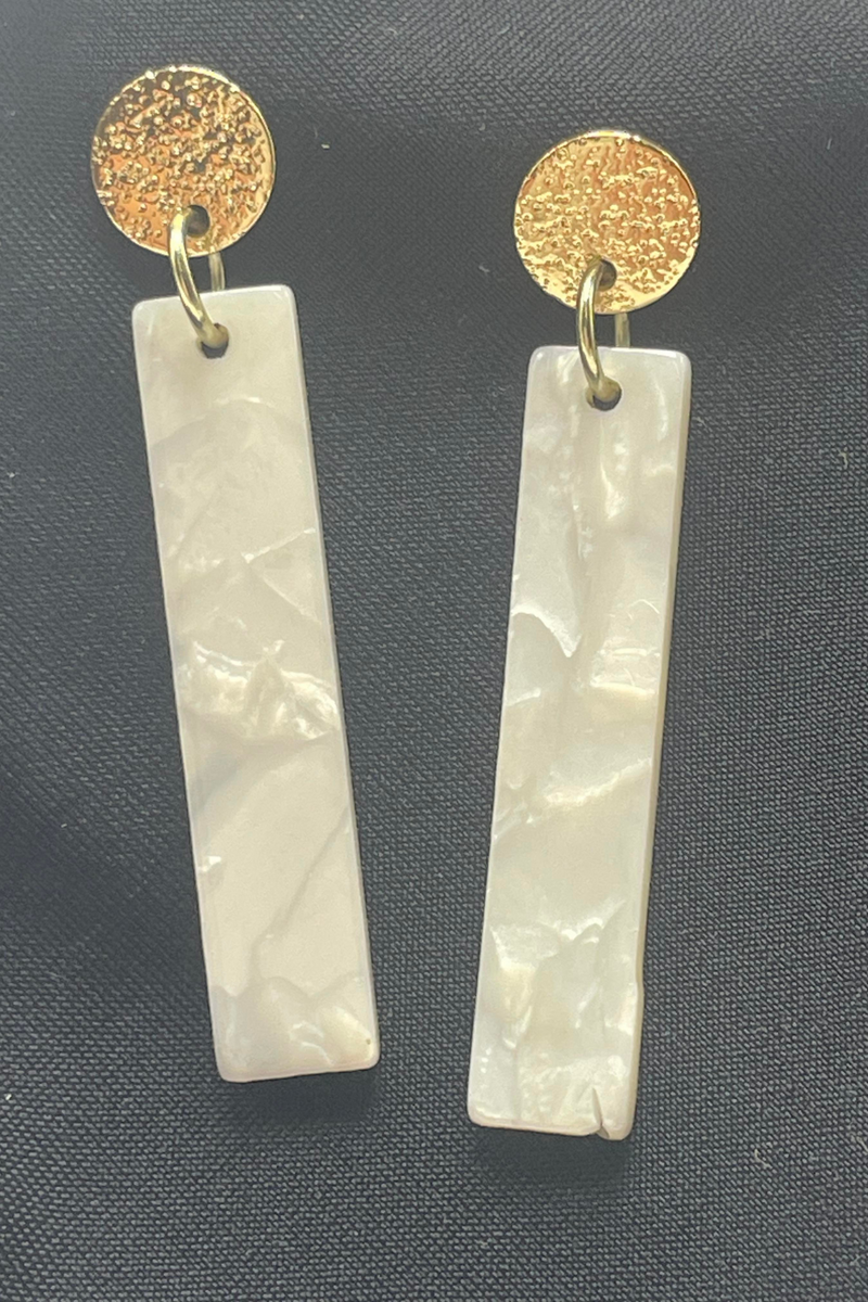 Mini Acrylic Bar Earrings Ivory | Bella Lucca Boutique