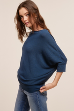 Teal Crepe Hacci 3/4 Sleeve Dolman | Bella Lucca Boutique