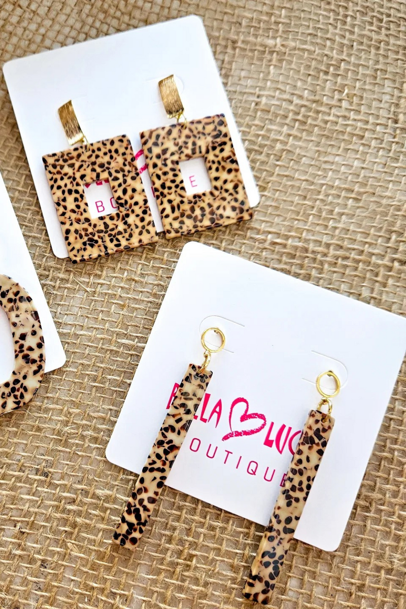 Cheetah Acrylic Drop Earrings | Bella Lucca Boutique