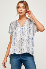 Multi Snake Print V-Neck Satin Blouse | Bella Lucca Boutique