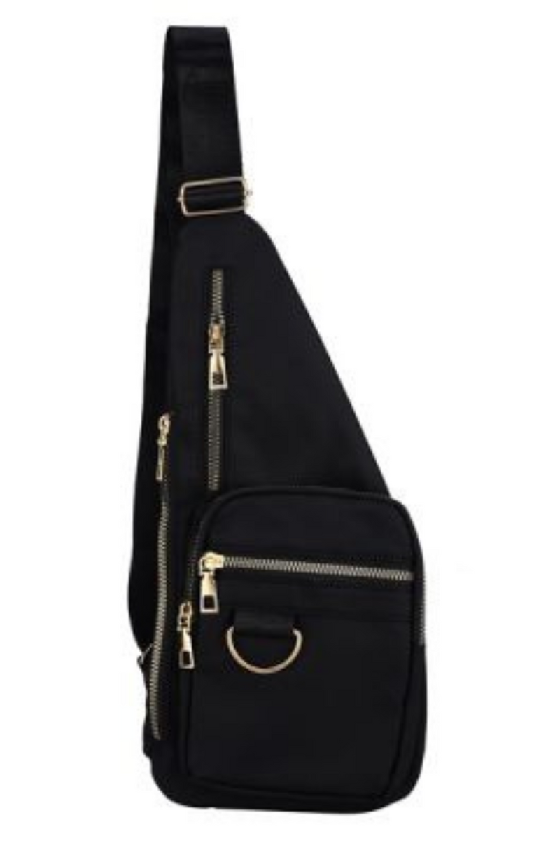 Black Fabric Crossbody Sling Bag | Bella Lucca Boutique