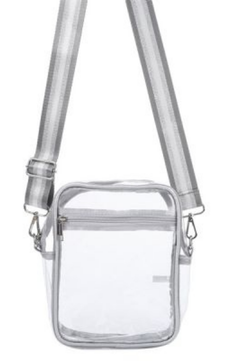 Stadium Approved Clear Crossbody Cell Phone Silver Bag | Bella Lucca Boutique