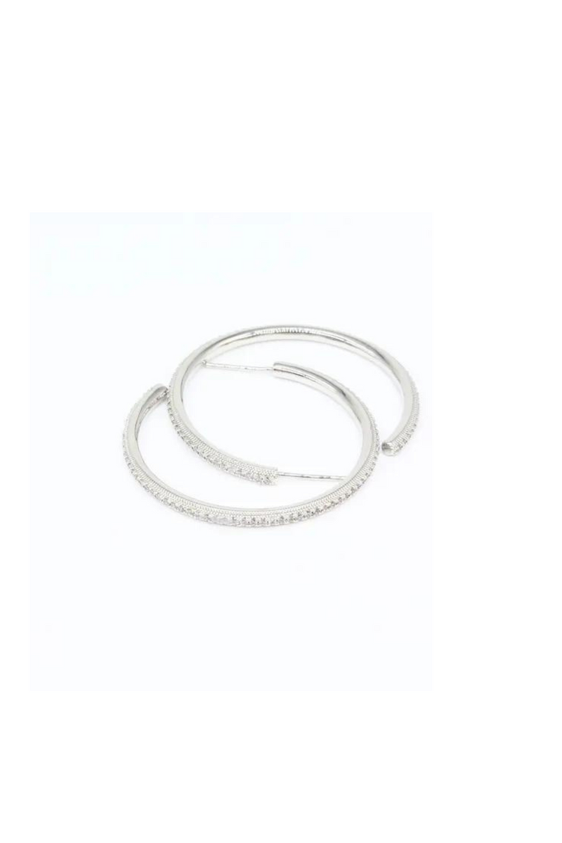 Silver Open Pave Hoop Earrings | Bella Lucca Boutique