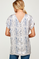 Multi Snake Print V-Neck Satin Blouse | Bella Lucca Boutique