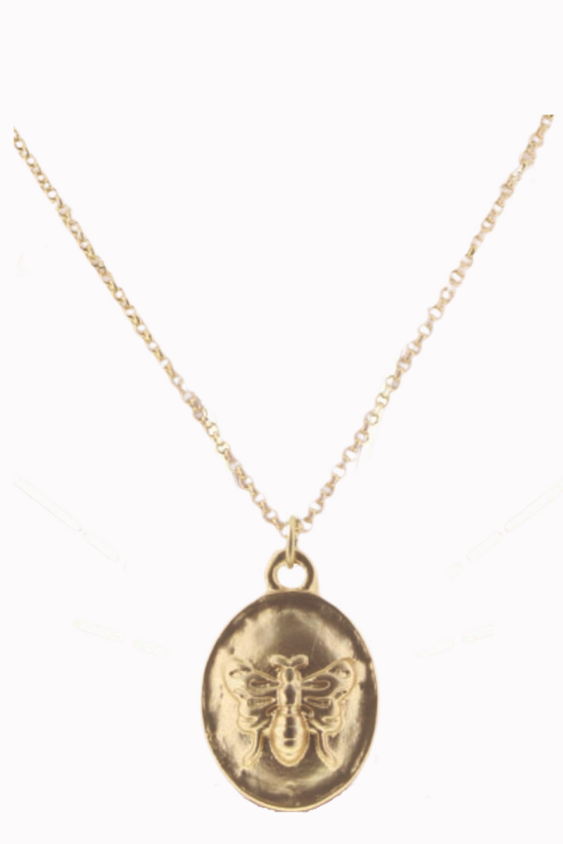 Gold Oval Bee Charm Necklace | Bella Lucca Boutique