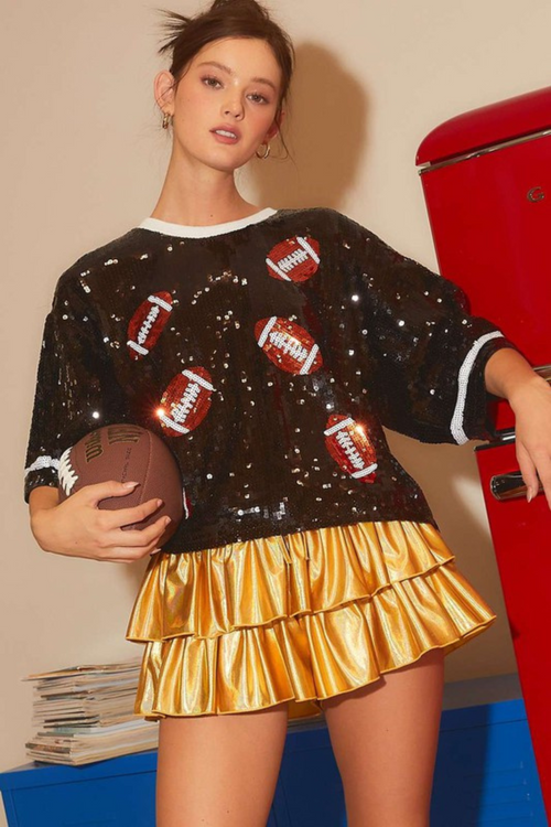 Saints Game Day Metallic Gold Skort | Bella Lucca Boutique