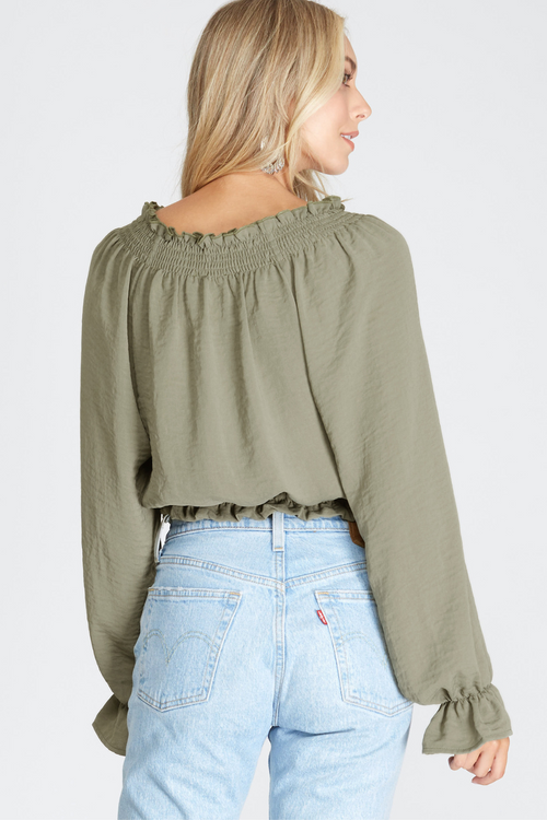 Olive Smocked Waist Blouse | Bella Lucca Boutique