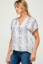 Multi Snake Print V-Neck Satin Blouse | Bella Lucca Boutique