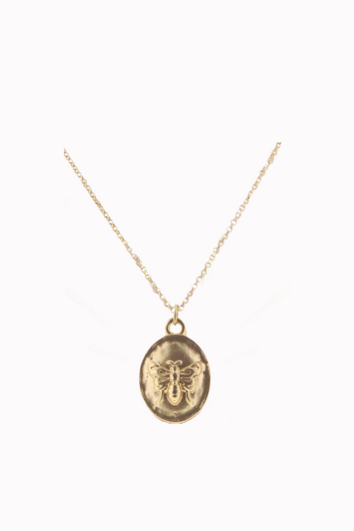 Gold Oval Bee Charm Necklace | Bella Lucca Boutique