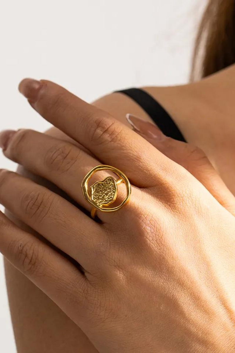 Waterproof Open Detail Adjustable Gold Ring | Bella Lucca Boutique