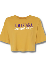 Gold Louisiana Saturday Night Game Day LSU Crop Top | Bella Lucca Boutique