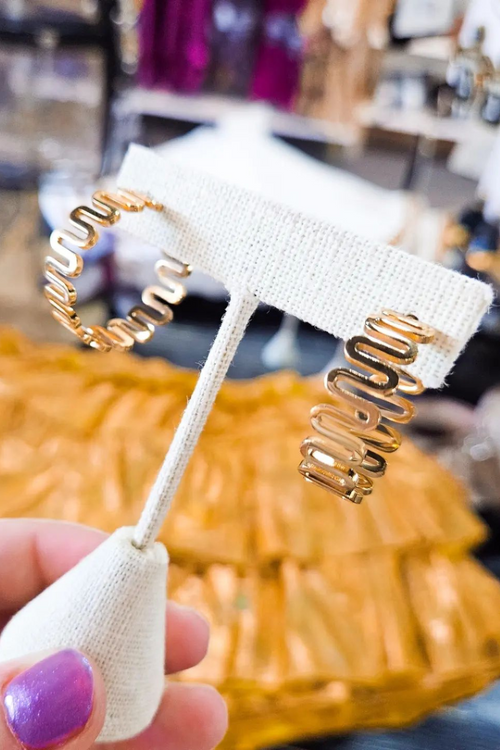 Gold Wavy Hoop Earrings | Bella Lucca Boutique