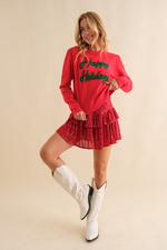 Happy Holidays Sparkle Script Lettering Sweater | Bella Lucca Boutique