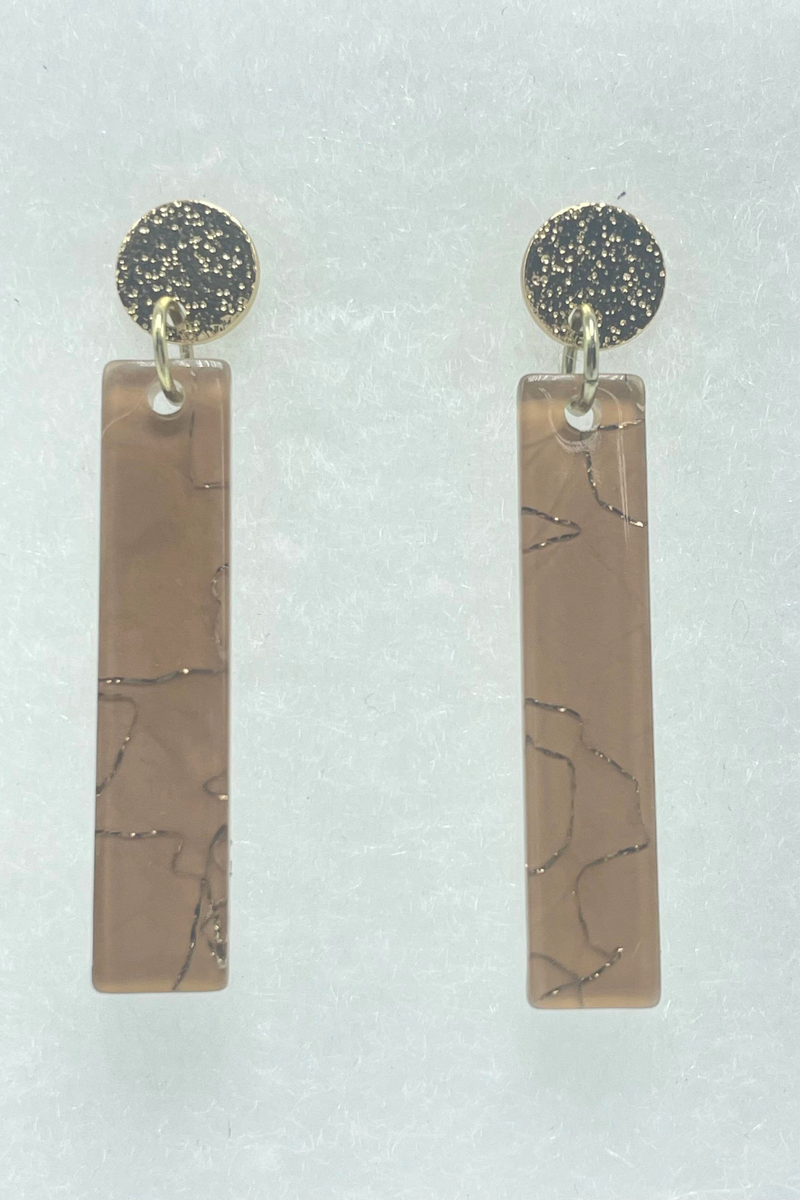 Mini Acrylic Bar Earrings Taupe | Bella Lucca Boutique