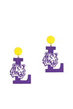Purple & Gold LSU Tiger Earrings | Bella Lucca Boutique