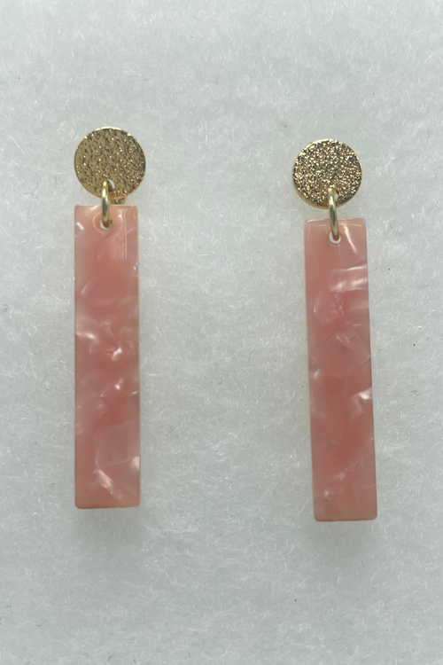Mini Acrylic Bar Earrings Pink Marble | Bella Lucca Boutique