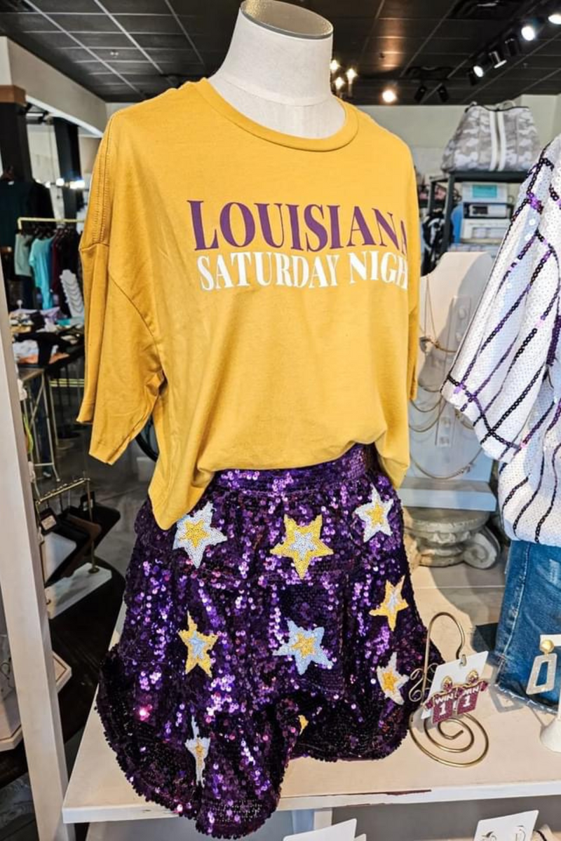 LSU Sequin Star Tiered Ruffle Skirt | Bella Lucca Boutique