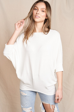 Ivory Crepe Hacci 3/4 Sleeve Dolman | Bella Lucca Boutique