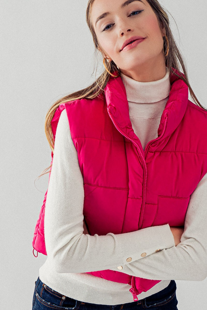 Pink Crop Quilted Vest | Bella Lucca Boutique