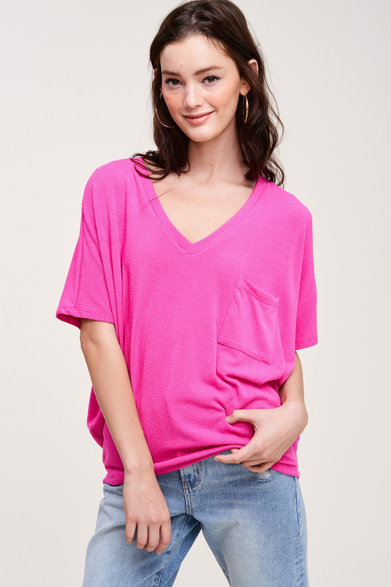 Pink Short Dolman Sleeve Cocoon Knit Tunic | Bella Lucca Boutique