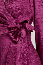 Berry Satin Side Tie Wrap Romper | Bella Lucca Boutique