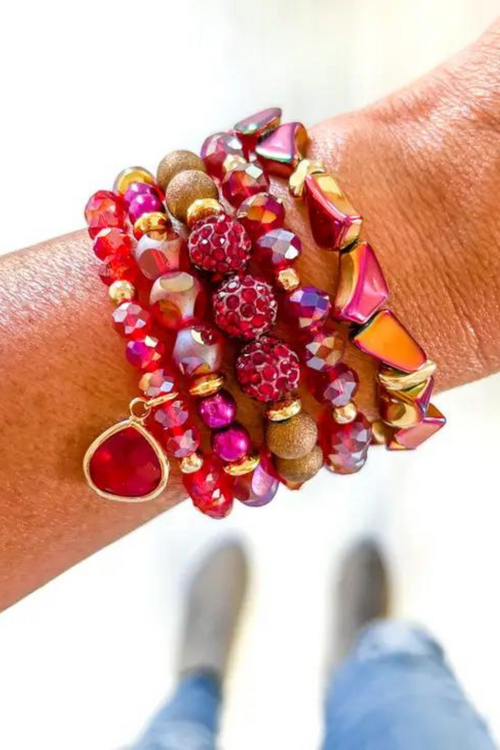 Ruby Red Bracelet Stack Set of 5 Bracelets | Bella Lucca Boutique