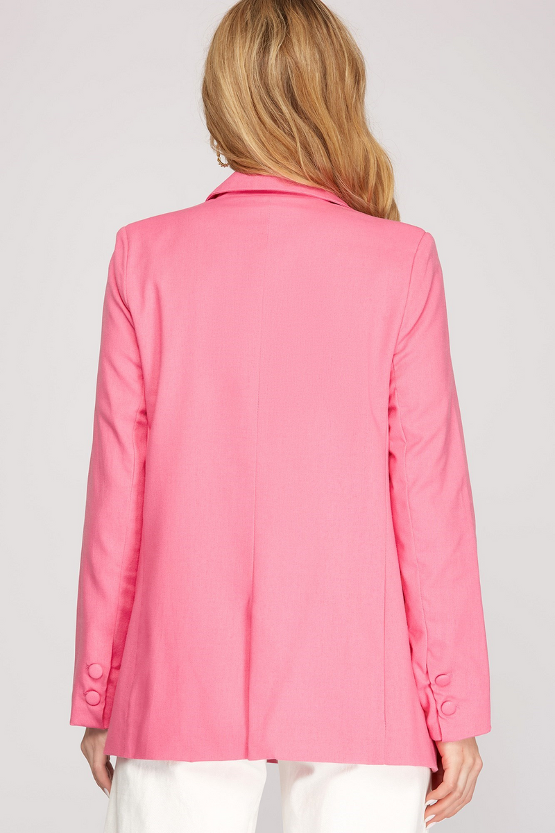 Pink Double Breasted Linen Blazer | Bella Lucca Boutique
