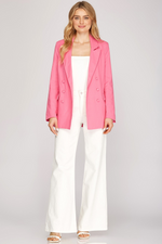 Pink Double Breasted Linen Blazer | Bella Lucca Boutique