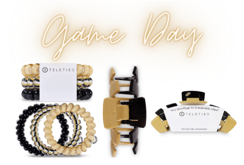 Black & Gold Teleties Hair Ties | Bella Lucca Boutique