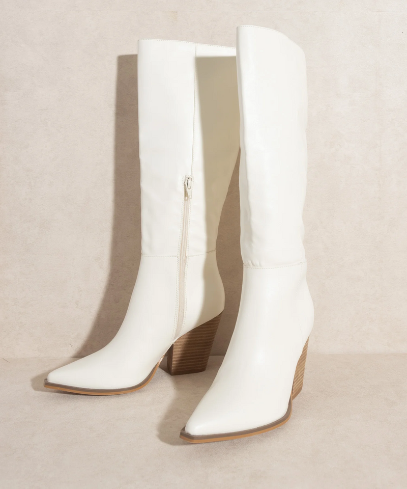 White Knee-High Cowgirl Boots | Bella Lucca Boutique