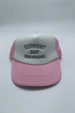 Pink Support Day Drinking Embroidered Trucker Hat | Bella Lucca Exclusive Custom Embroidered Trucker Hat