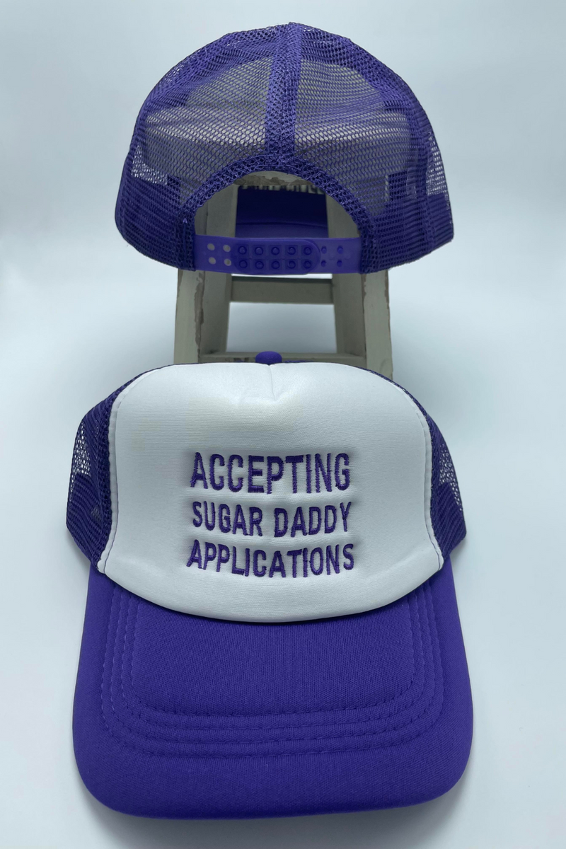 Purple Accepting Sugar Daddy Applications | Bella Lucca Exclusive Custom Embroidered Trucker Hat