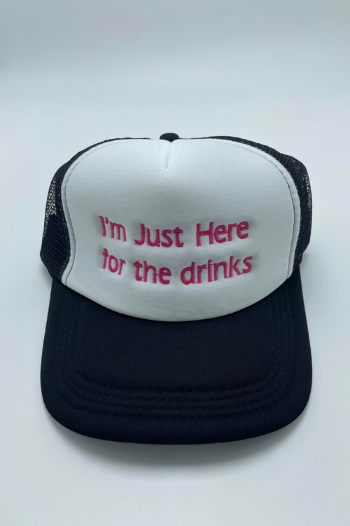 I'm Just Here For The Drinks | Bella Lucca Exclusive Custom Embroidered Trucker Hat