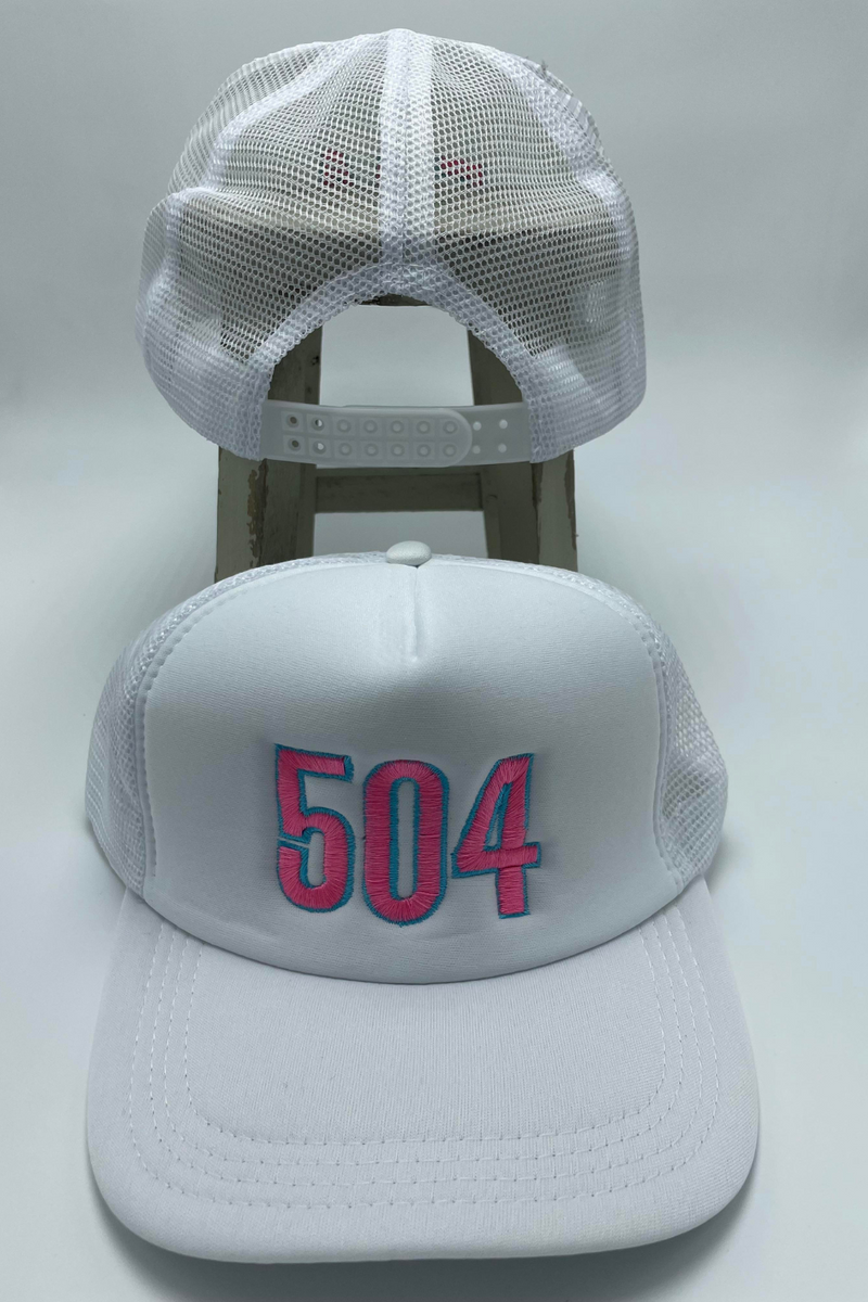 504 Area Code | Bella Lucca Exclusive Custom Embroidered Trucker Hat
