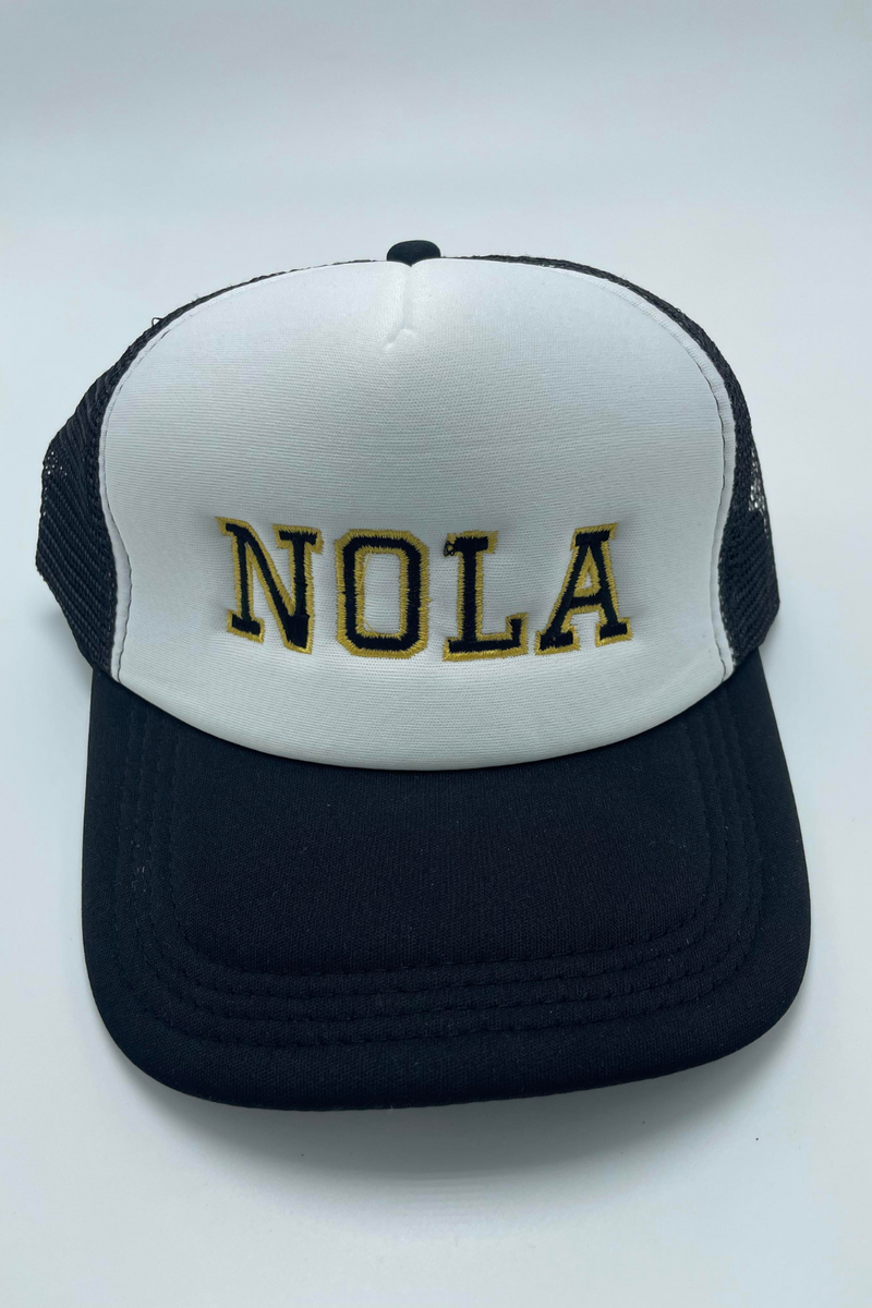 Black & Gold Nola Truck Hat | Bella Lucca Exclusive Custom Embroidered Trucker Hat