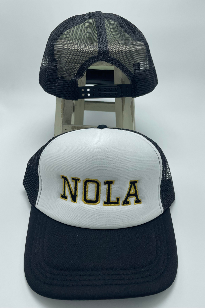 Black & Gold Nola Truck Hat | Bella Lucca Exclusive Custom Embroidered Trucker Hat