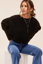 Black Dolman Sleeve Ribbed Oversize Pullover Sweater | Bella Lucca Boutique