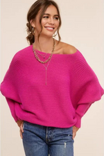 Pink Dolman Sleeve Ribbed Oversize Pullover Sweater | Bella Lucca Boutique
